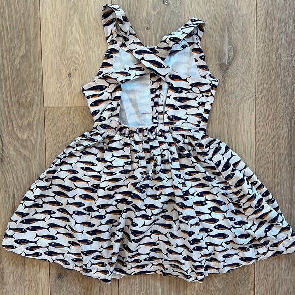 Crewcuts fish dress open back w pockets size 5 - Picture 3 of 9